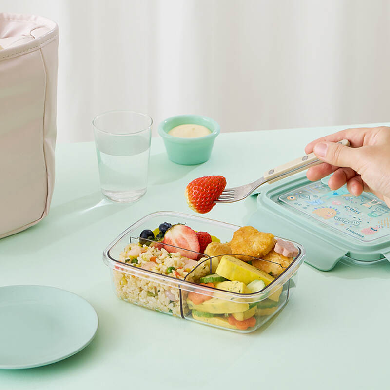 LocknLock Transparent 3-Compartment Plastic Lunch Box, 750ml -LCB501, 1L - LCB502, 2 colors (Purple, Blue) image number null